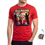 Custom Christmas DJ T-Shirt – Transform Your Photo into Santa DJ Spinning Holiday Mixes T-shirts For Men www.customywear.com 6