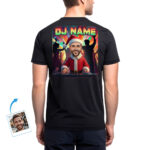 Custom Christmas DJ T-Shirt – Transform Your Photo into Santa DJ Spinning Holiday Mixes T-shirts For Men www.customywear.com 7