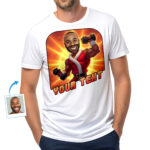 Custom Christmas Gym T-Shirt – Transform Your Photo into Bodybuilder Santa Working Out with Dumbbells T-shirts For Men www.customywear.com 4