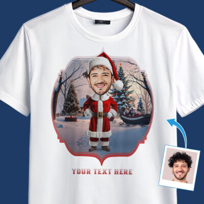 Custom Santa Claus T Shirt – Personalized Holiday Tee with Your Photo Image T-shirt www.customywear.com 2
