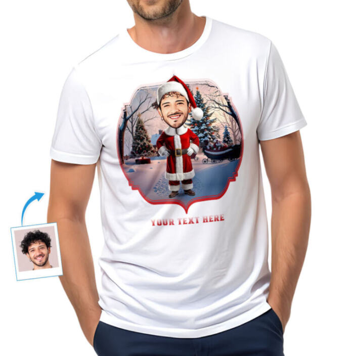 Custom Santa Claus T Shirt - Personalized Holiday Tee with Your Photo-customy-wear (3)