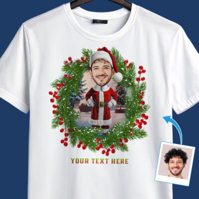 Funny Santa Shirts – Hilarious Holiday Tees with Your Custom Photo Image T-shirt www.customywear.com 2
