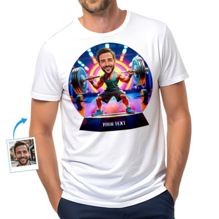 Custom Powerlifting Squat T-Shirt – Turn Your Photo Into a Heavy Lifter - Barbell Squat Gym Tee (3)