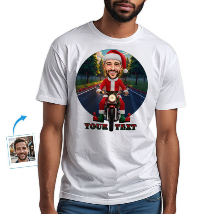 Santa Riding Motorcycle Christmas Tee – Custom Biker Santa Claus T-Shirt for Festive Riders (12)