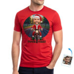 Santa Riding Motorcycle Christmas Tee – Custom Biker Santa Claus T-Shirt for Festive Riders T-shirts For Men www.customywear.com 6