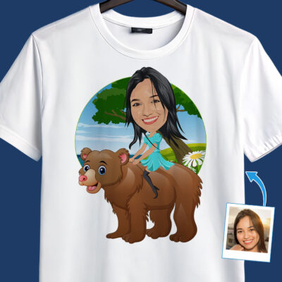 Custom Bear Riding Women’s Shirt – Personalized Teddy Bear Tee T-shirts for Women www.customywear.com 2