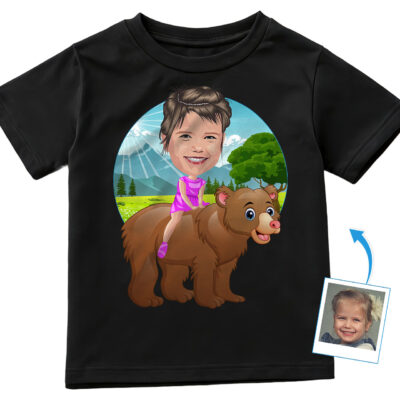 Personalized Bear Riding Shirt | Custom Funny Tee for All Ages Girl's T-shirts www.customywear.com 2