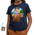 Personalized Bear Riding Shirt | Custom Funny Tee for All Ages Girl's T-shirts www.customywear.com 5