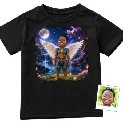 Custom Angel Boy Airy Shirt | Personalized Fantasy Wings Tee Boy's T-shirts www.customywear.com 2