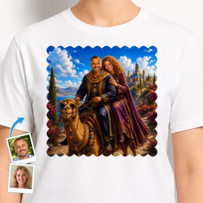 Custom Camel Ride Couple Shirt – Personalized Desert Animal Tee, Best Friend and Couples Gift T-shirts for Couple www.customywear.com