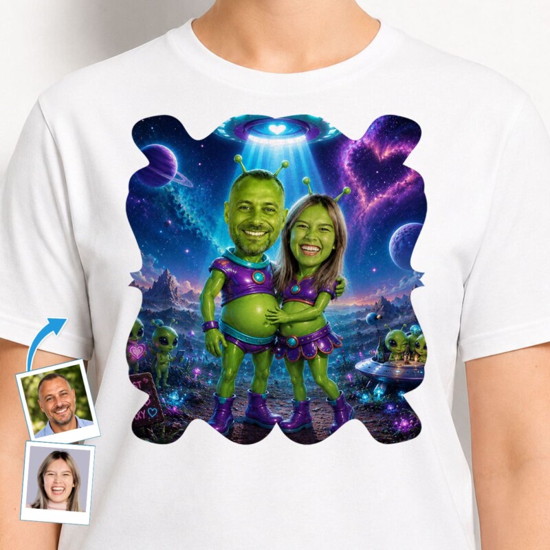 Custom Couples Alien Shirt – Personalized Space Anniversary and Birthday Gift T-shirts for Couple www.customywear.com