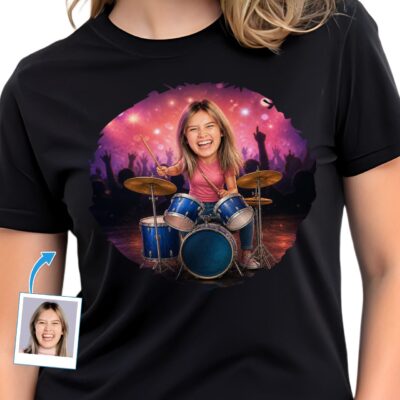 Custom Drummer Photo T-Shirt – Personalized Music Gift T-shirts for Women www.customywear.com