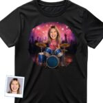 Custom Drummer Photo T-Shirt – Personalized Music Gift T-shirts for Women www.customywear.com 3