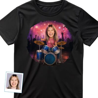 Custom Drummer Photo T-Shirt – Personalized Music Gift T-shirts for Women www.customywear.com 2