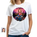 Custom Drummer Photo T-Shirt – Personalized Music Gift T-shirts for Women www.customywear.com 4