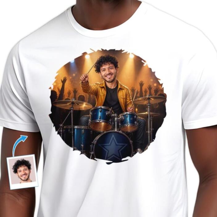 Custom Drummer Portrait Tee Personalized Musician T-shirt (13)