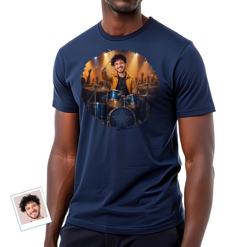 Custom Drummer Portrait Tee Personalized Musician T-shirt (17)