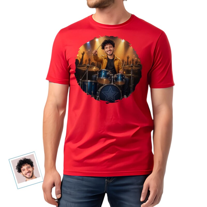Custom Drummer Portrait Tee Personalized Musician T-shirt (18)