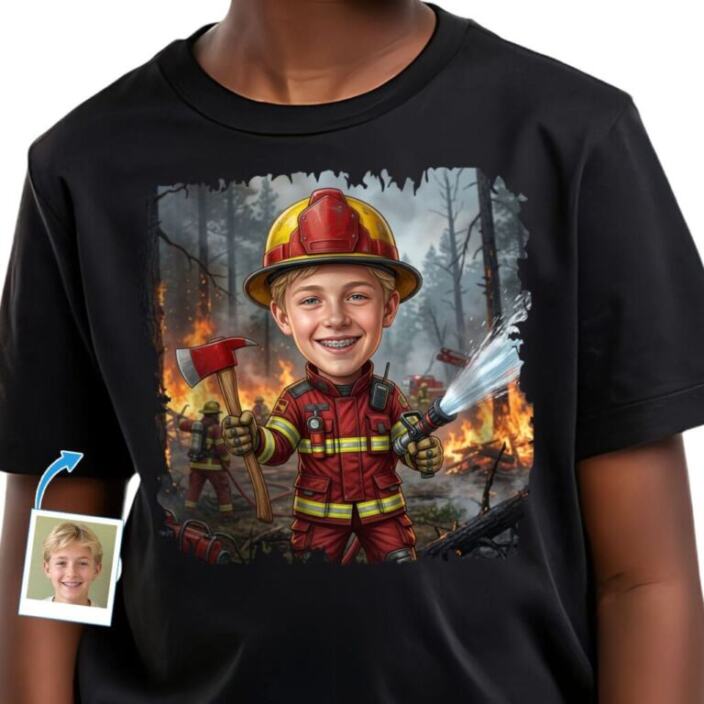 Custom Firefighter Youth Tee - Personalized Big Brother Fireman Shirt (2)