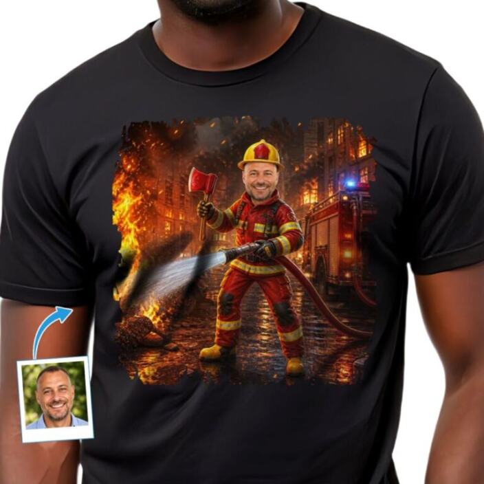 Custom Firefighter with Axe Tee - Personalized Fireman Gift (4)