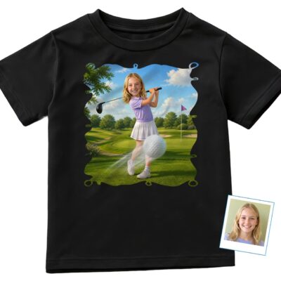 Custom Golf Lover T-Shirt | Photo to Personalized Sports Tee Girl's T-shirts www.customywear.com 2