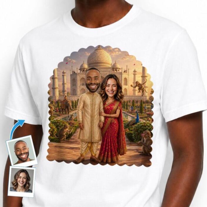 Custom Indian Couples T-Shirts - Personalized Photo Tee for Travel Lovers (18)