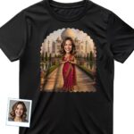 Custom Indian Saree T-Shirt for women – India Taj mahal travel tee T-shirts for Women www.customywear.com 3