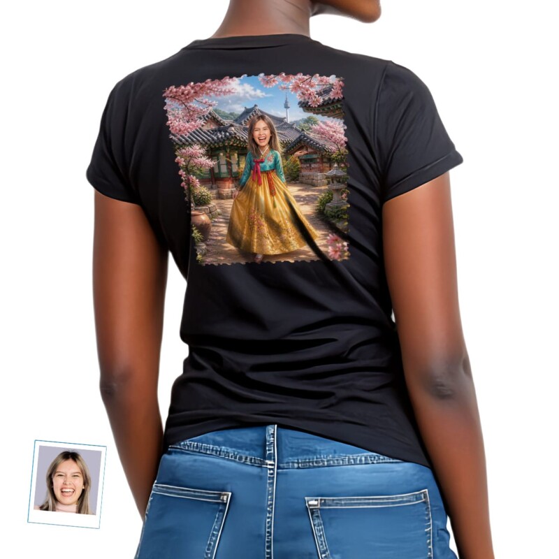 Custom Korean Women Culture Shirt Personalized Traditional Dress Tee (12) Tricou personalizat pentru femei coreene | Tricou personalizat pentru rochii tradiționale