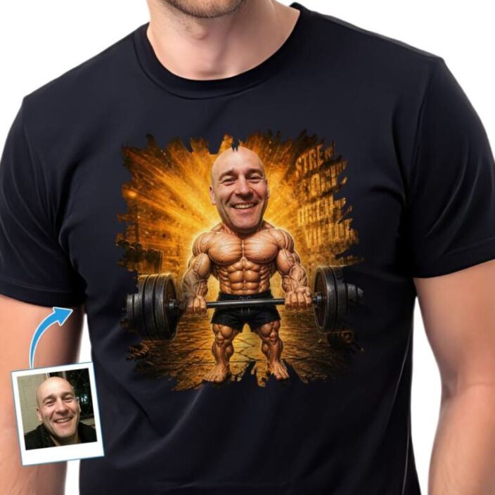 Custom Muscle Man Barbell Gym Shirt Personalized Workout Tee (1)