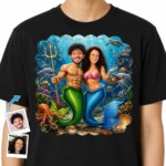 Mermaid Dreams Come True: Custom Photo Mermaid Couple Shirt T-shirts for Couple www.customywear.com 2