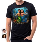 Mermaid Dreams Come True: Custom Photo Mermaid Couple Shirt T-shirts for Couple www.customywear.com 5