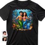 Mermaid Dreams Come True: Custom Photo Mermaid Couple Shirt T-shirts for Couple www.customywear.com 3