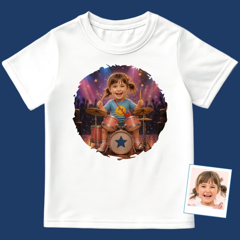 Personalized Drummer Girl Shirt – Custom Rock n Roll Kids Tee (13)