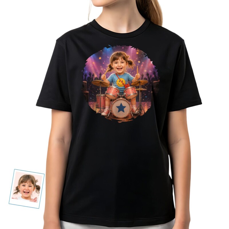 Personalized Drummer Girl Shirt – Custom Rock n Roll Kids Tee (14)