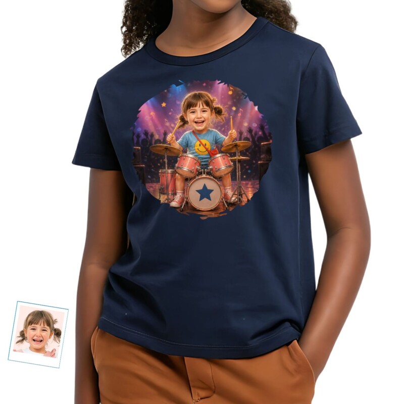 Personalized Drummer Girl Shirt – Custom Rock n Roll Kids Tee (15)