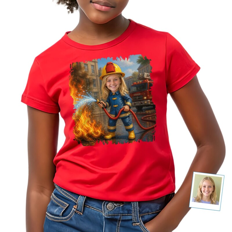 Personalized Firefighter Youth Tee – Transform Your Photo into Custom Fireman T-Shirt (7)
