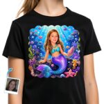 Personalized Mermaid Girl Youth T-Shirt | Custom Underwater Adventure Tee Girl's T-shirts www.customywear.com 2