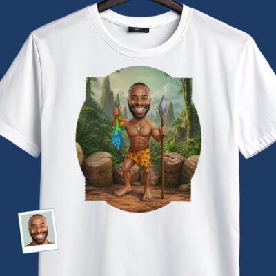 Transform Your Photo into Custom Caveman Shirt for Men – Personalized Tee T-shirts For Men www.customywear.com 2