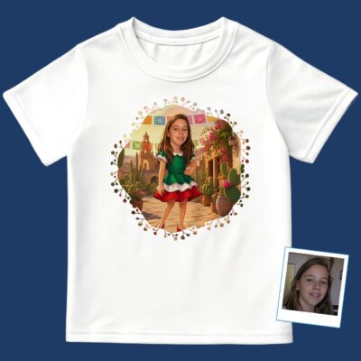 Transform Your Photo into Custom Youth Mexican Shirt | Personalized Traditional Dress Tee Girl's T-shirts www.customywear.com 2