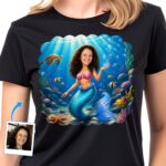 Transform Your Photo into a Custom Little Mermaid Tee – Perfect Mermaid Gifts T-shirts for Women www.customywear.com 2