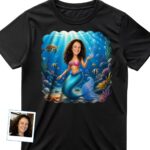 Transform Your Photo into a Custom Little Mermaid Tee – Perfect Mermaid Gifts T-shirts for Women www.customywear.com 3