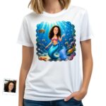 Transform Your Photo into a Custom Little Mermaid Tee – Perfect Mermaid Gifts T-shirts for Women www.customywear.com 4