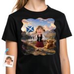 Dezlănțuiți farmecul scoțian cu cămașa noastră personalizată pentru fete scoțiane Costume personalizate www.customywear.com 2 Unleash Scottish Charm with Our Custom Scottish Girl Shirt Girl's T-shirts www.customywear.com 2